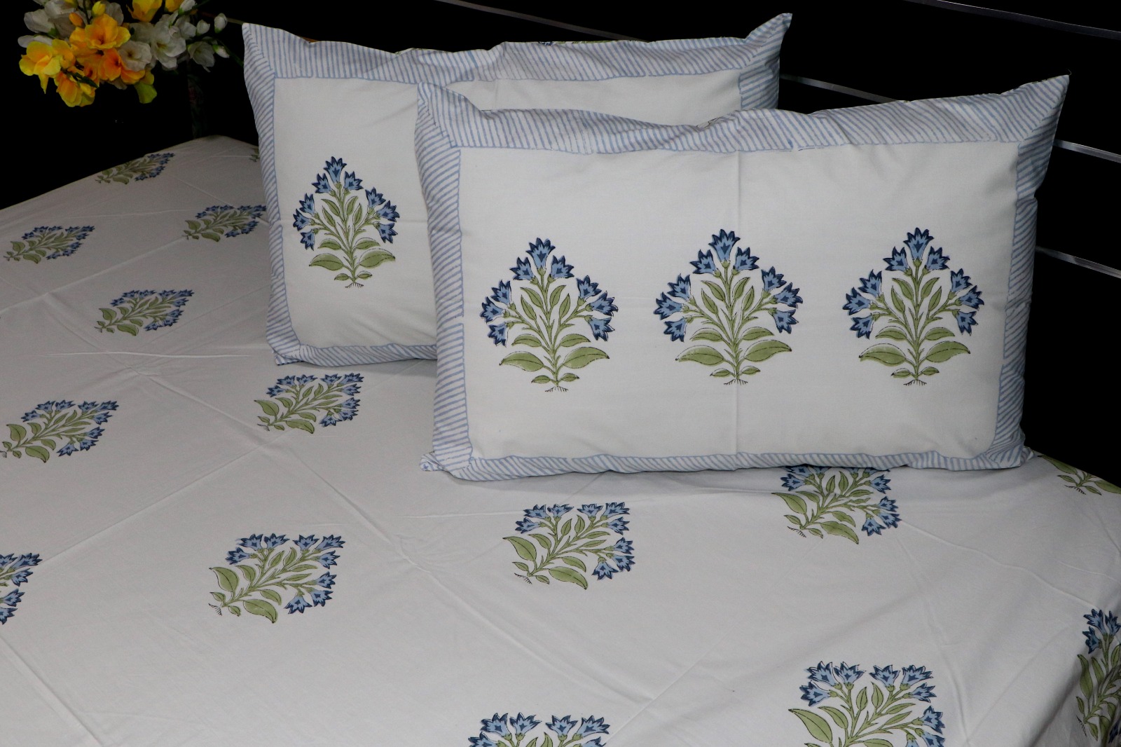 Govind Exports hand Block Mughal Flower Bedsheets